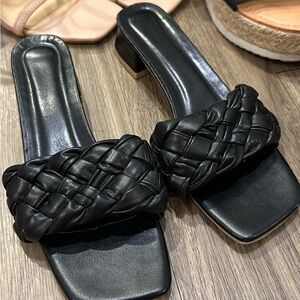 Small heel braided sandal